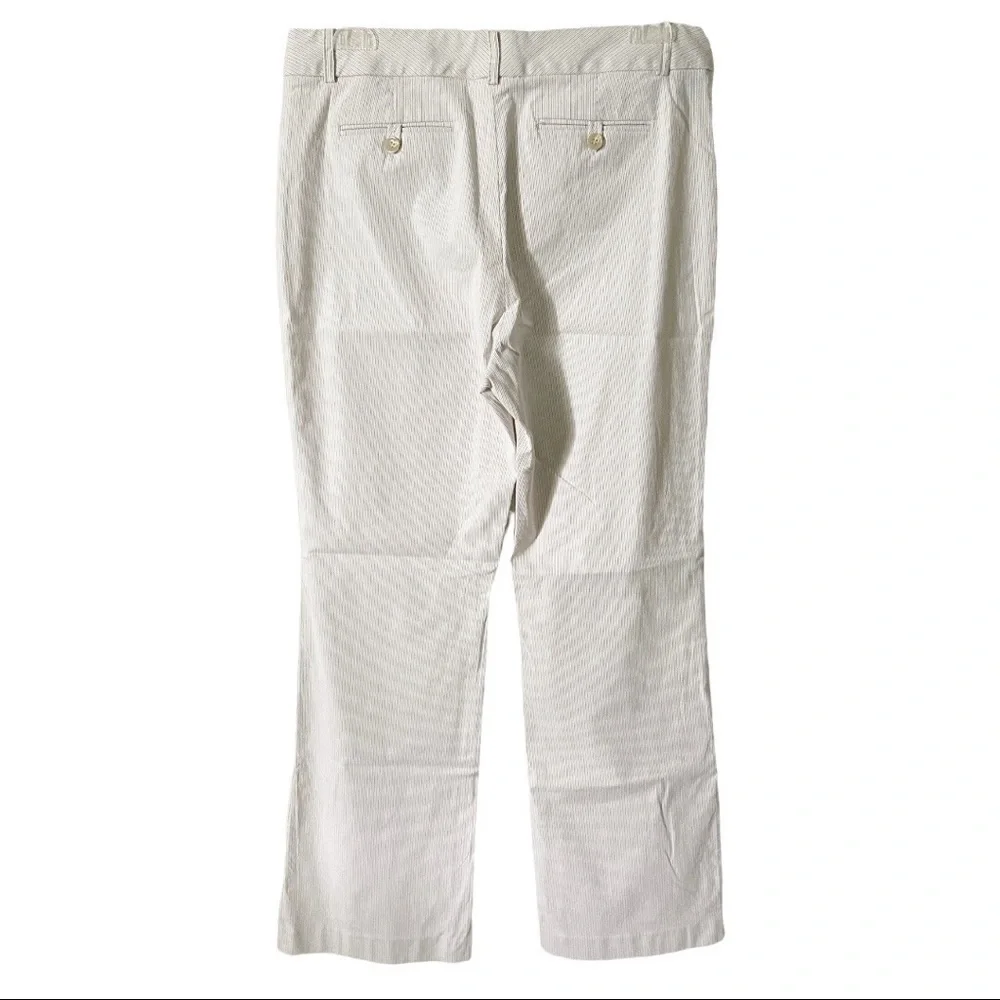 Ann Taylor Womans Striped‎ Ivory Mid Rise Casual Cotton Stretch Dress Pant 10